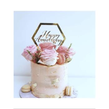 結婚周年紀念日Happy Anniversary蛋糕插牌訂婚派對裝飾甜品臺