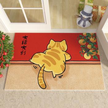 卡通喜慶可愛貓pvc絲圈地毯玄關入戶門地墊除塵耐臟腳墊進門墊子