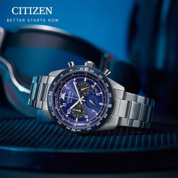 CITIZEN 星辰 光動能航空風三眼計時錶/43mm/CA4554-84L