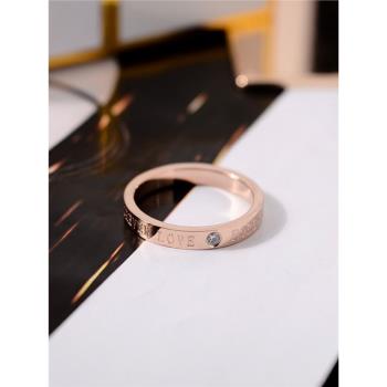 食指戒指女韓版學生簡約個性社會網紅情侶閨蜜男鈦鋼鍍玫瑰金戒指
