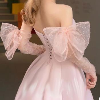 新娘手套蝴蝶結網紗長款抹胸婚紗禮服手袖手紗配飾拍照造型款韓式