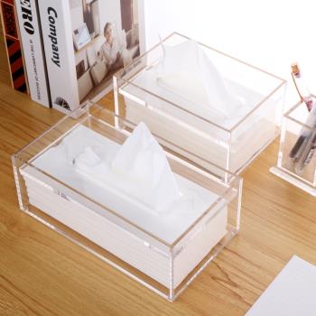 高檔抽紙盒家用桌面簡約奢華透明亞克力收納盒紙巾盒