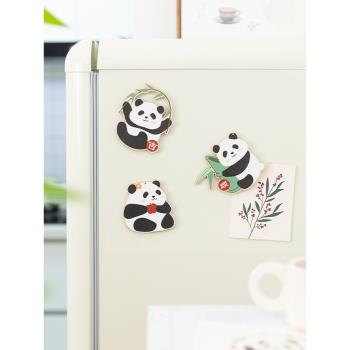 阿楹 2023新款成都網紅熊貓冰箱貼高級感中國風裝飾可愛木質磁貼