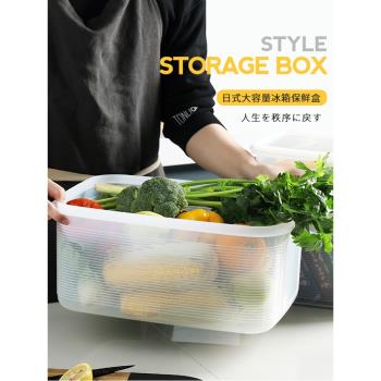 大容量冰箱專用保鮮收納盒塑料廚房密封盒子食品級長方形干貨防潮