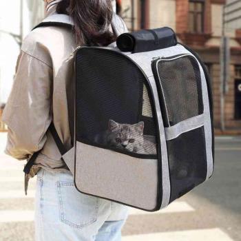 貓包外出便攜雙肩帆布透氣大容量兩只折疊型貓咪背包狗包寵物書包