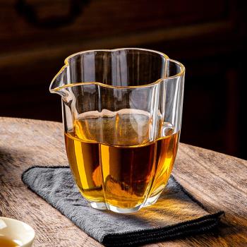 日式耐熱玻璃梅花公杯茶海透明玻璃高硼矽公道杯分茶器小茶杯套組