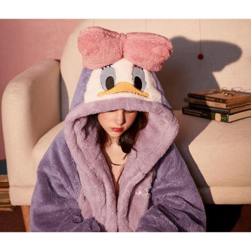 【ROYALLIN 蘿林嚴選】 加厚保暖蝴蝶結法蘭絨睡袍(親膚舒適 寬鬆休閒 睡袍 冬天睡袍)