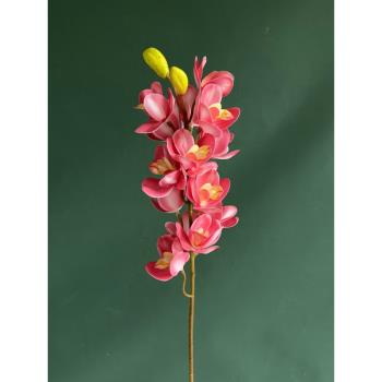 單枝仿真假花3D手感大花蕙蘭花插花藝擺設室內花瓶裝飾擺放絹花卉