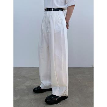 MRCYC休閑褲子男士夏季韓版寬松潮流直筒設計感小眾垂感闊腿長褲