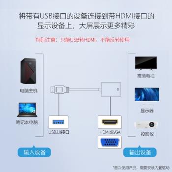 USB3.0轉HDMI轉換器VGA多接口投影儀高清顯示器電視筆記本電腦連接線外置顯卡多功能轉接頭拓展塢擴展器