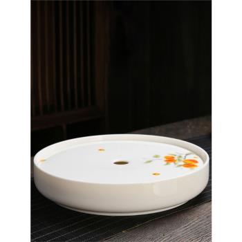 中式簡約小茶臺瀝水盤德化陶瓷