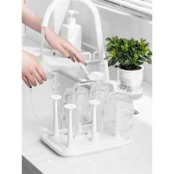 日本進口ASVEL瀝水杯架玻璃杯子掛架奶瓶控水支架茶杯座 倒置晾乾