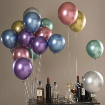12寸加厚金屬氣球銀色氣球黑色白色裝飾生日派對布置金色氣球宴會