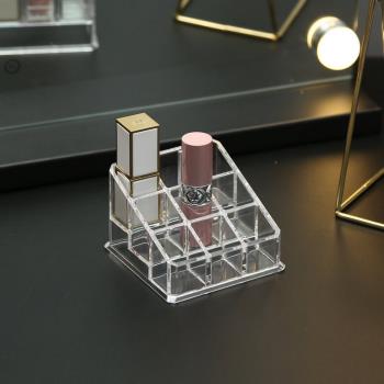 9格口紅收納盒桌面唇釉多格化妝品口紅架收納整理盒透明展示架