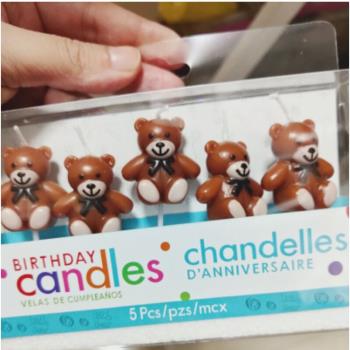 韓國ins可愛蝴蝶結小熊蠟燭卡通生日棕熊兒童派對情侶蛋糕裝飾