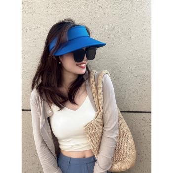 韓國ins發箍式冰絲遮陽帽防曬空頂帽戶外防紫外線帽子女款太陽帽
