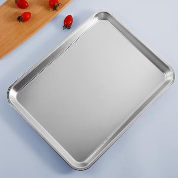 304日式不銹鋼盤子長方形托盤廚房方盤家用深盤商用烤箱平底淺盤