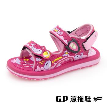 G.P 樂悠遊鯨魚兒童磁扣兩用涼拖鞋G3811B-桃紅色(SIZE:24-30 共三色) GP