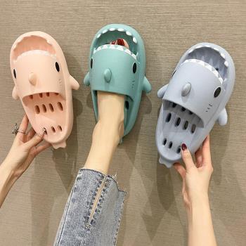 潮時尚EVE卡通鯊魚家用厚底拖鞋