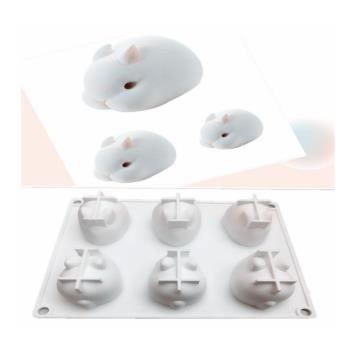 6連兔子白色慕斯模硅膠蛋糕裝飾模 DIY烘焙法式甜品卡通動物模具
