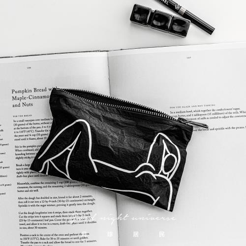 【月球居民】Hey girl 原創極簡防水杜邦紙化妝包衛生棉收納酷黑