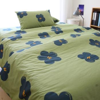 綠色的花床單單件純棉布簡約素雅大花1.2米1.8床單人雙人全棉床笠