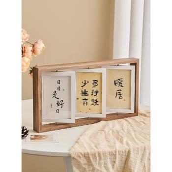 創意歐式6寸木質雙面旋轉相框擺臺高階感連體相架多張組合照片框
