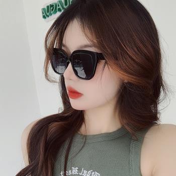 蔡小胖2023夏季墨鏡女款高階感大臉顯瘦茶色大方框太陽鏡遮陽防曬