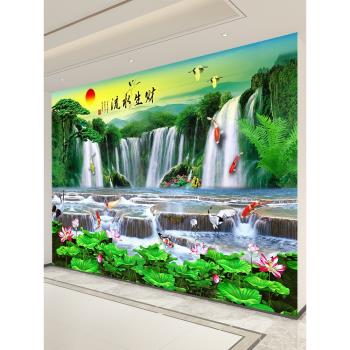 背景墻3d立體壁畫山水畫客廳掛畫墻貼裝飾畫風景畫墻壁貼畫墻紙