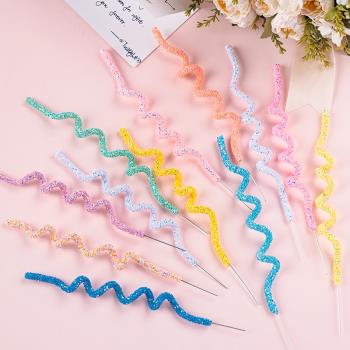 網紅烘焙蛋糕裝飾彩色DIY可塑性軟條線插件生日派對扭扭棒裝扮