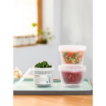 裝蔥姜蒜收納盒廚房冰箱蔥花保鮮盒瀝水圓形備菜盒子食物水果食品