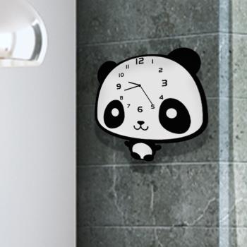熊貓卡通創意靜音客廳臥室兒童房幼兒園鐘表掛鐘可愛時尚裝飾表