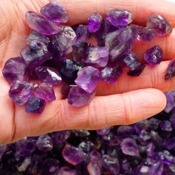 天然深紫色水晶戒面珠子礦物原石