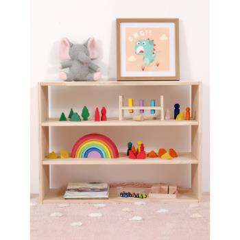 兒童玩具收納架大容量多層全實木質書架繪本架兒童房間置物架落地