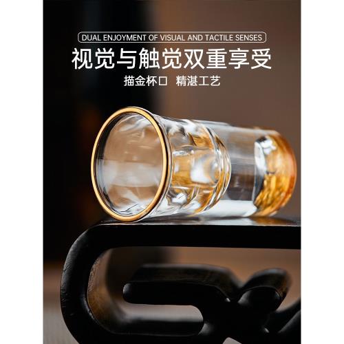 輕奢高檔水晶玻璃金箔白酒杯烈酒杯子彈創意一口杯家用分酒器套裝|酒杯