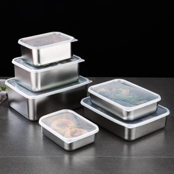 日式不銹鋼保鮮盒家用食品級冰箱魚肉類冷凍冷藏盒廚房備菜收納盒
