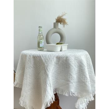 ins美食復古家居桌布軟裝攝影背景裝飾書桌布餐桌布T形格白色拍照