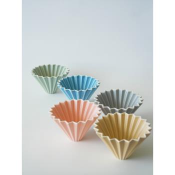 日本Origami折紙濾杯 手沖咖啡滴漏式陶瓷蛋糕過濾杯木託樹脂底託