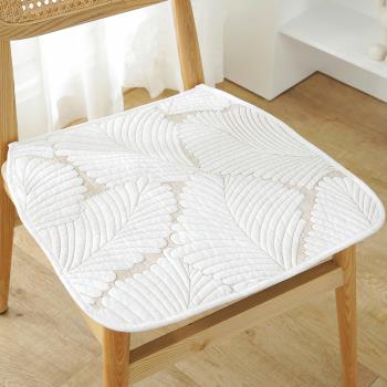 簡約純色現代全棉椅子墊綁帶絎縫純棉坐墊防滑四季可用餐椅墊薄款