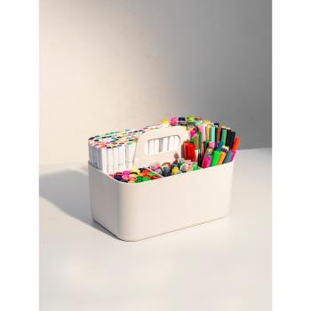 馬克筆筆筒大容量畫筆收納盒一體多功能書桌面學生畫畫鉛筆提手筐