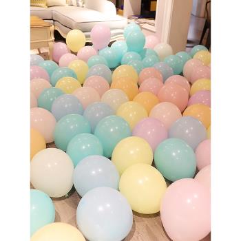 網紅馬卡龍色氣球生日派對場景布置兒童裝飾用品創意婚禮結婚房間