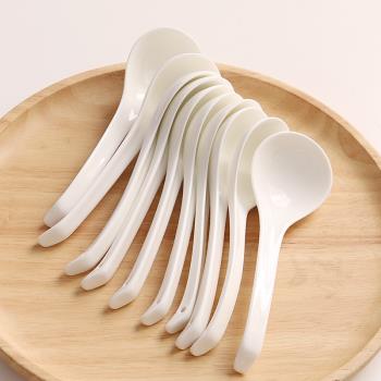 10只裝勺子家用長柄陶瓷調羹湯匙調料湯勺套裝純白色骨瓷兒童飯勺