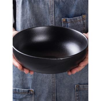 純黑色亞光磨砂陶瓷碗沙拉碗面碗肉羹湯碗 小號調料碗 三個尺寸
