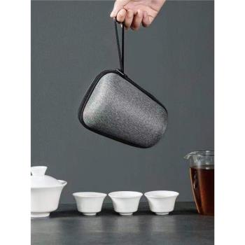 玻璃旅行茶具套裝小泡茶杯車載便攜包式戶外一壺二杯過濾快客茶壺