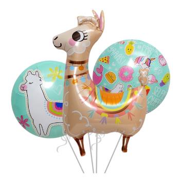 生日派對裝飾布置道具氣球羊駝卡通造型鋁膜氣球 草泥馬卡通氣球
