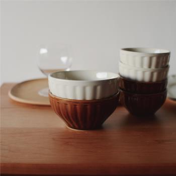 收集時光 Camus say溫潤棕白條紋 陶瓷醬料碗米飯碗日常三餐小碗