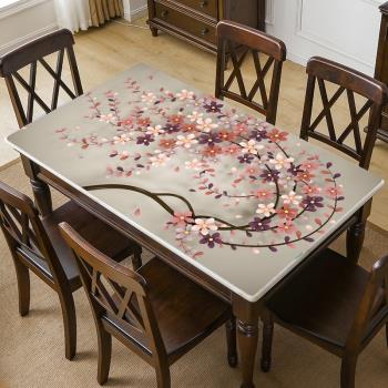 現代3D中式餐桌布pvc桌墊防水防油防燙免洗家用茶幾桌布隔熱臺布