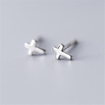 箴言 時尚十字架925純銀耳環女氣質長款耳飾韓國明星款耳釘
