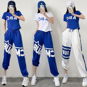 廣場舞服裝女夏新款上衣短袖楊麗萍跳舞衣服曳步舞運動舞蹈服套裝