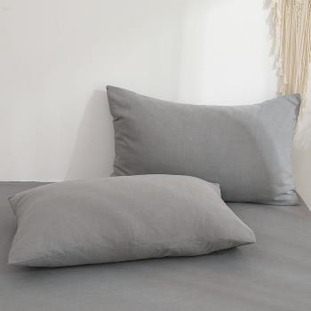 60支純棉純色簡約灰色白色枕套一對單人全棉枕頭套48x74cm枕頭罩